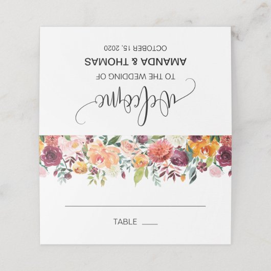 Herfst Bourgondië Sinaasappel Bloemen Trouwplaats Plaatskaartje