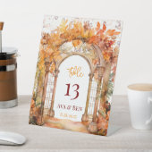 Herfst Bourgondië Sinaasappel Bloemen Trouwtafel N Reclamebord Met Voetstuk (Insitu)