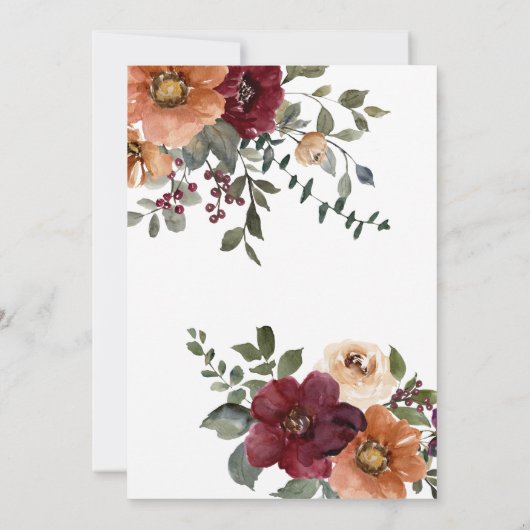 Herfst Bourgondië Terracotta Bloemen Vrijgezellenf Kaart (Achterkant)