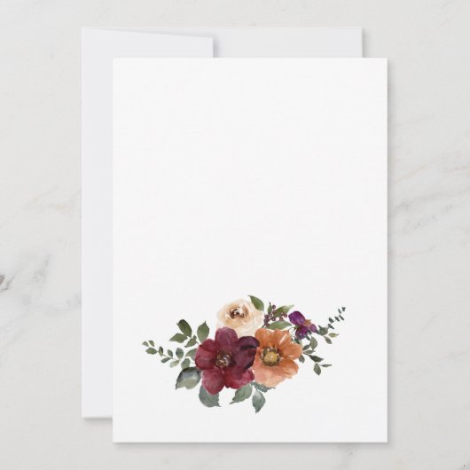 Herfst Bourgondië Terracotta Bloemenkoppels Douche Kaart (Achterkant)