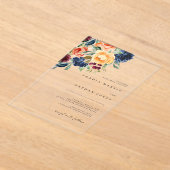 Herfst Bourgondië Waterverf Bloemen Huwelijk Acryl Uitnodigingen (Laagn)