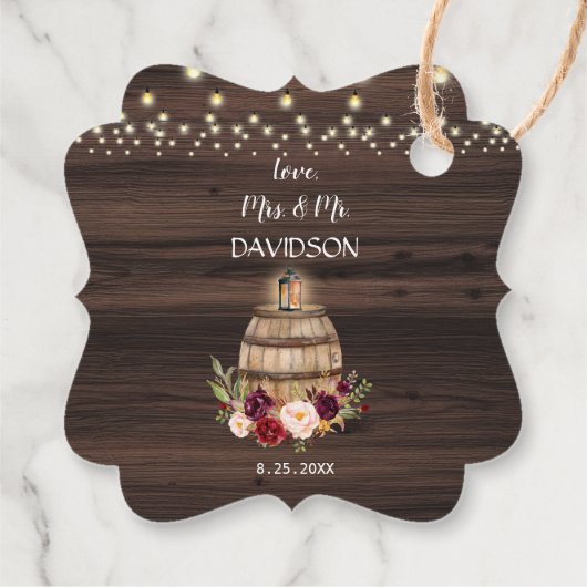 Herfst Bourgondië Wijnvat Bloemenschuur Bruiloft Bedankjes Labels (Achterkant)