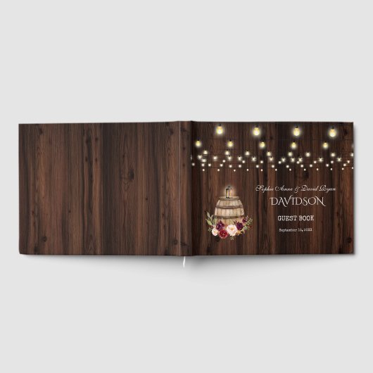 Herfst Bourgondië Wijnvat Bloemenschuur Bruiloft Gastenboek (Volledig)