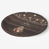 Herfst Bourgondië Wijnvat Bloemige Bruiloft Papieren Bordje (Gekanteld)