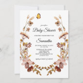 Herfst Bourgondië Wildflowers Baby shower Kaart (Voorkant)