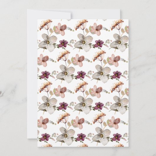 Herfst Bourgondië Wildflowers Baby shower Kaart (Achterkant)