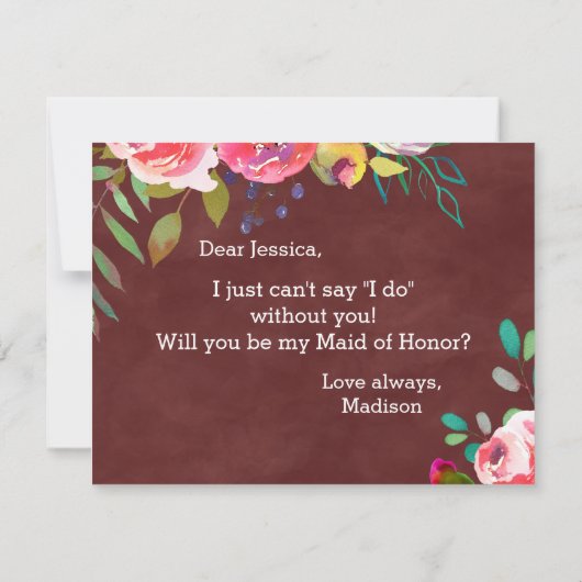 Herfst Bourgondië, zult u mijn bruidsmeisje zijn Kaart (Achterkant)