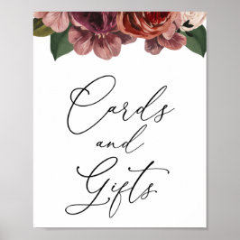 Herfst Bourgondiër Bloemkaarten en Cadeaus Bord Poster