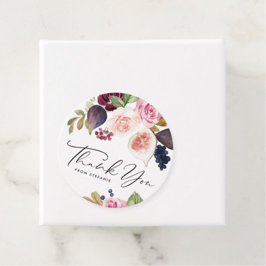 Herfst Bourgondische bloemen en vijgen Dank u Bedankjes Labels (In situ)