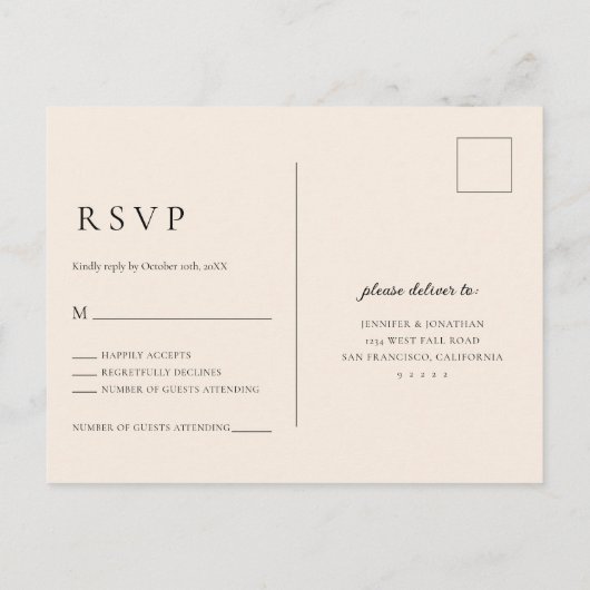 Herfst Bourgondische bruiloft RSVP Briefkaart (Achterkant)