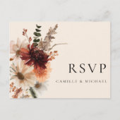 Herfst Bourgondische bruiloft RSVP Briefkaart (Voorkant)