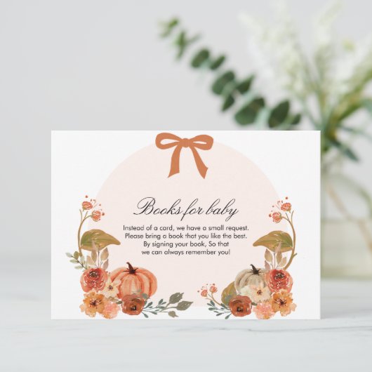 Herfst Bow Boho Pompoen Babyshower Enclosure Kaart (Staand voorkant)