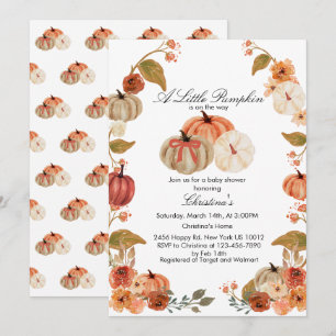 Herfst Bow Boho Pompoen Babyshower Kaart