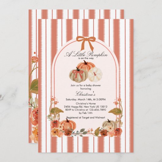 Herfst Bow Boho Pompoen Babyshower Kaart (Voorkant / Achterkant)