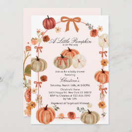 Herfst Bow Boho Pompoen Babyshower Kaart