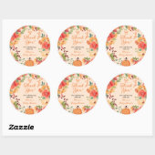 Herfst Bow Boho pompoen floral dank u baby shower Ronde Sticker (Vel)