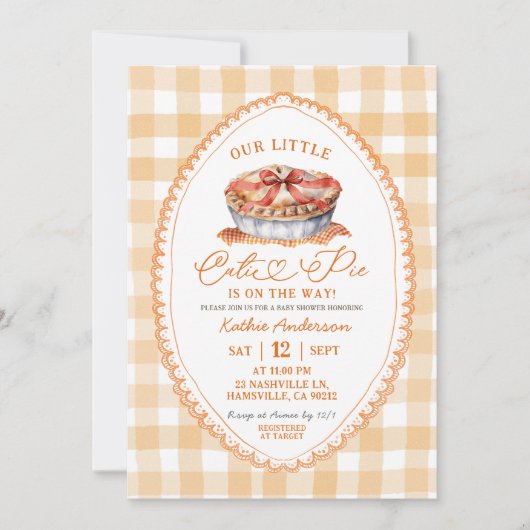 Herfst Bow Coquette Pie Baby shower Kaart (Voorkant)