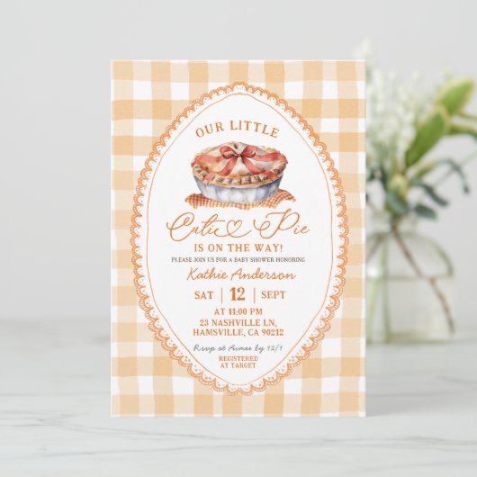 Herfst Bow Coquette Pie Baby shower Kaart (Staand voorkant)