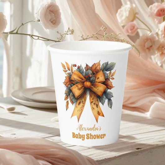 Herfst Bow Girl Baby shower Papieren Bekers