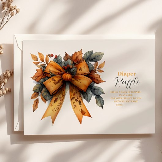Herfst Bow Girl Baby shower Raffle Diapper Informatiekaartje