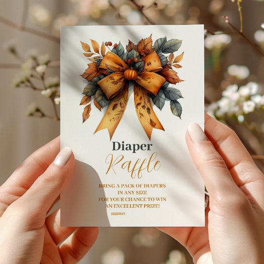 Herfst Bow Girl Baby shower Raffle Diapper Informatiekaartje