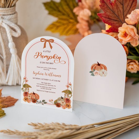 Herfst Bow Little Pumpkin Girl Baby shower Kaart