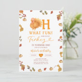 Herfst Bow Oh wat leuk! Turkije 1e verjaardag vert Kaart (Staand voorkant)