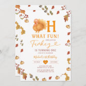 Herfst Bow Oh wat leuk! Turkije 1e verjaardag vert Kaart (Voorkant / Achterkant)