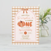 Herfst Bow Pumpkin draait een verjaardagsfeestje Kaart (Staand voorkant)