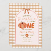 Herfst Bow Pumpkin draait een verjaardagsfeestje Kaart (Voorkant / Achterkant)