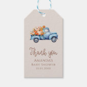 Herfst Boy Baby shower pompoen truck dank u Cadeaulabel (Voorkant)