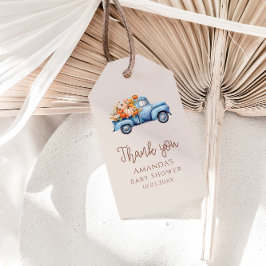 Herfst Boy Baby shower pompoen truck dank u Cadeaulabel