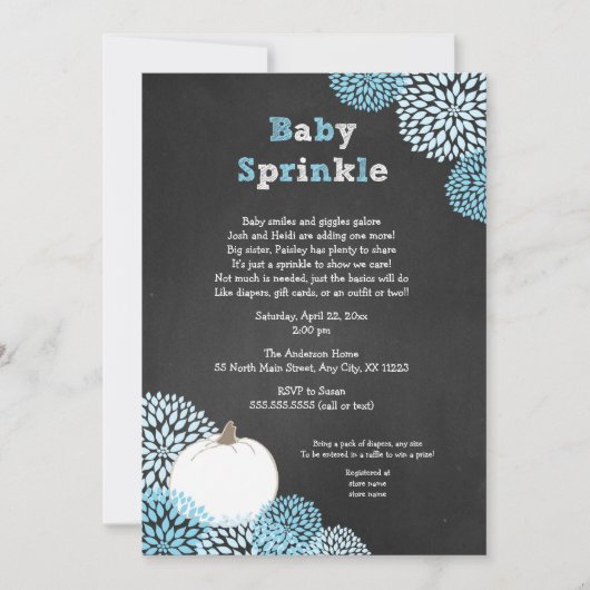 Herfst Boy Baby Sprinkle Invites, witte pompoen Kaart (Voorkant)