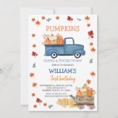 Herfst Boy Eerste kleine navy blauw truck verjaard Kaart (Voorkant)