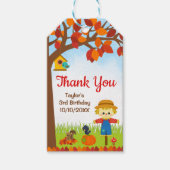 Herfst Boy Scarecrow Birthday Dank u Cadeaulabel (Voorkant)
