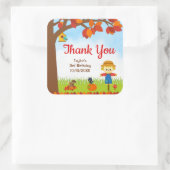 Herfst Boy Scarecrow Birthday Dank u Vierkante Sticker (Tas)