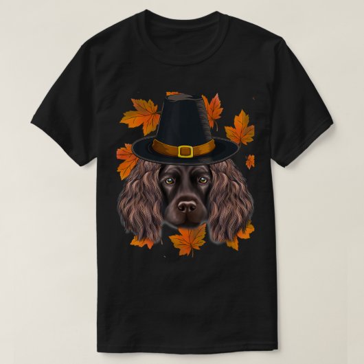 Herfst Boykin Thanksgiving Spaniel Pilgrim T-shirt (Design voorkant)