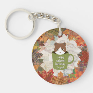 Herfst Break Cat Circle Sleutelhanger