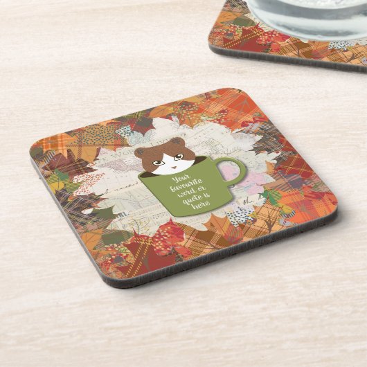 Herfst Break Cat Cork Bier Onderzetter (Linkerzijde)