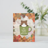 Herfst Break Cat Feestdagenkaart (Staand voorkant)