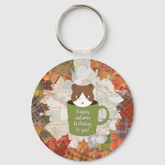 Herfst Break Cat Metal Circle Sleutelhanger (Voorkant)