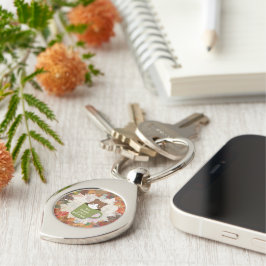 Herfst Break Cat Metal Sleutelhanger