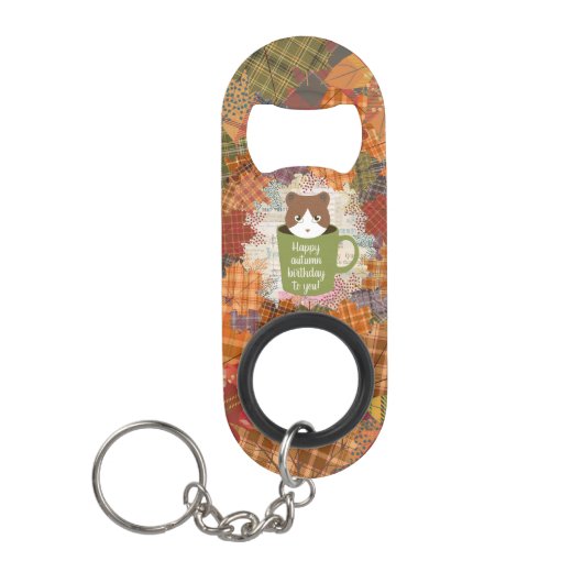 Herfst Break Cat Mini Flessenopener (Voorkant)