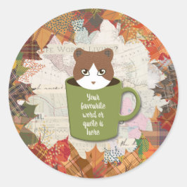Herfst Break Cat Ronde Sticker