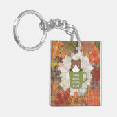 Herfst Break Cat Square Sleutelhanger (Voorkant Links)
