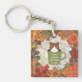 Herfst Break Cat Square Sleutelhanger (Voorkant)