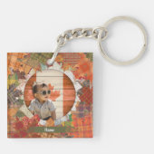 Herfst Break Cat Square Sleutelhanger (Achterkant)