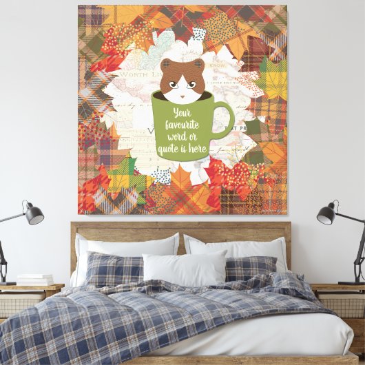 Herfst Break Cat Stretched Canvas Print (Insitu (Slaapkamer))