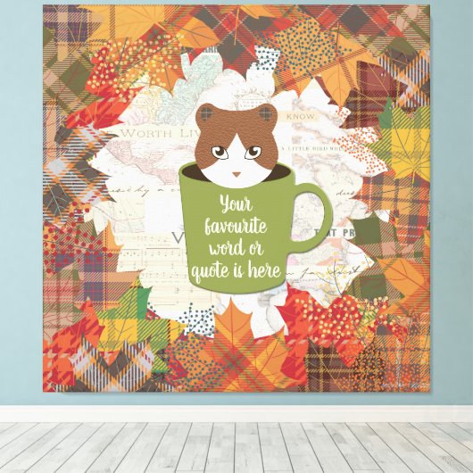 Herfst Break Cat Stretched Canvas Print (Insitu (Houten vloer))