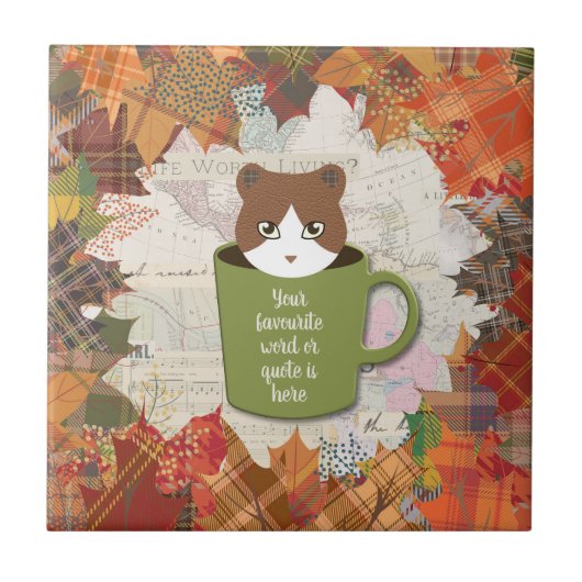 Herfst Break Cat Tegeltje (Voorkant)